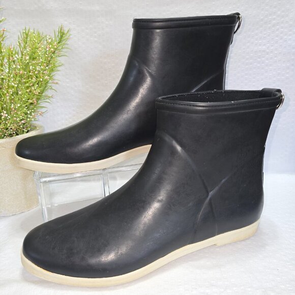 ALICE AND WHITTLES LEGACY MINIMALIST LOW CUT BLACK AND WHITE RAINBOOT 9 WOMENS - Picture 3 of 8